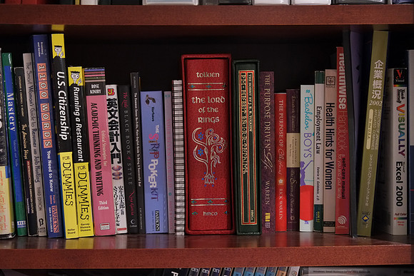 X-E1 Bookshelf-25_ISO 3200_1-4 sec at f - 5.6_XF18-55mmF2.8-4 R LM OIS at 55 mm
