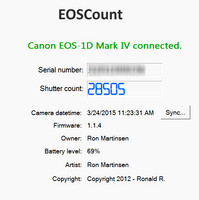 Canon 1D Mark IV Shutter Count on March 24, 2015