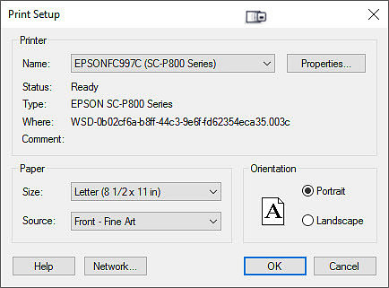 Lightroom Windows Fine Art Print Setup